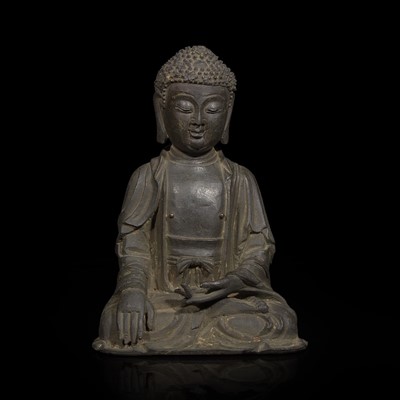 Lot 2 - A Chinese bronze figure of a seated Buddha 銅佛造像一件