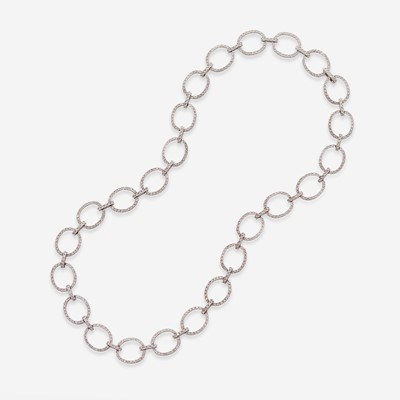 Lot 33 - A 14K White Gold and Diamond Necklace