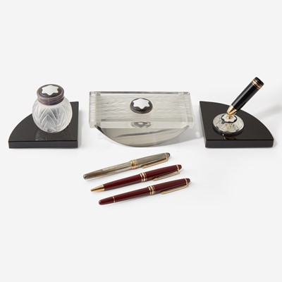 Lot 66 - A Collection of Montblanc Pens and Lalique Desk Set