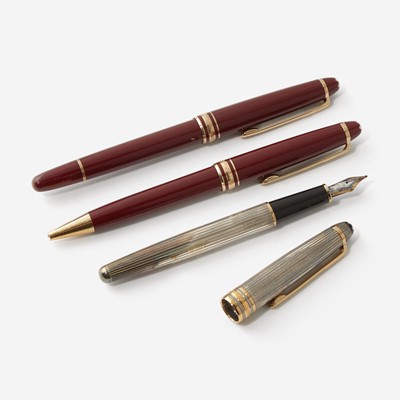 Lot 66 - A Collection of Montblanc Pens and Lalique Desk Set