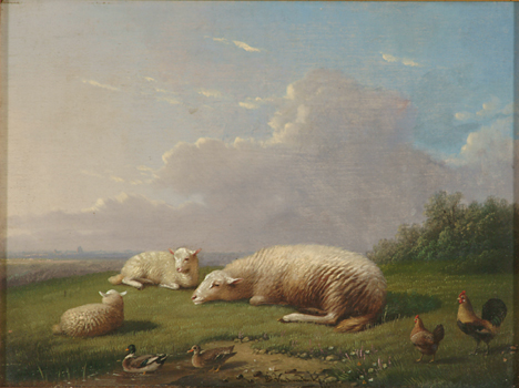 Lot 25 - FRANZ VAN SEVERDONCK (Belgian 1809-1889) SHEEP...