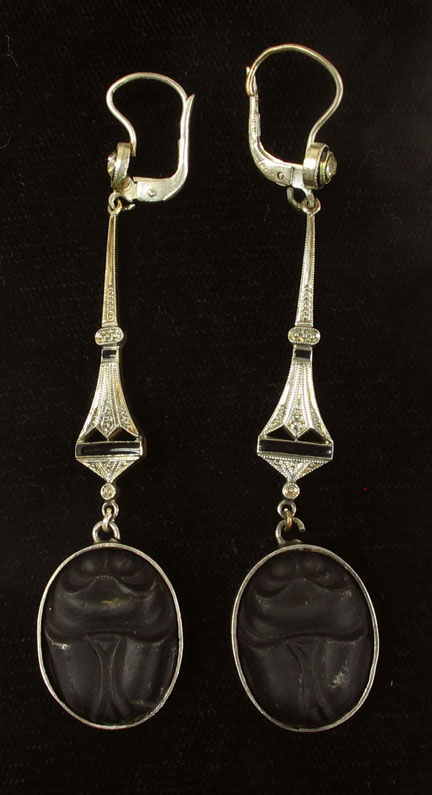 Antique Silver Scarab Earrings