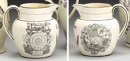 Lot 1010 - Liverpool creamware commemorative pitcher
