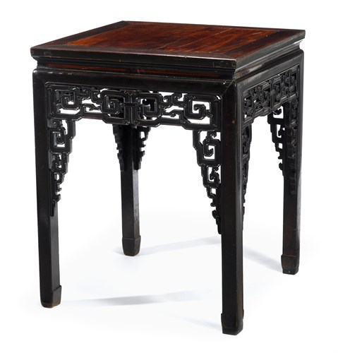 Lot 104 - Chinese tielimu and softwood insert square corner table