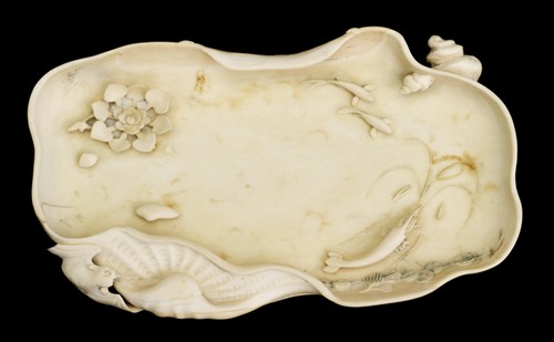 Lot 197 - Chinese carved elephant ivory tray