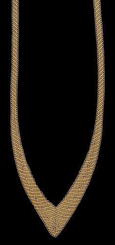 Lot 82 - 18 karat yellow gold mesh necklace, Tiffany & Co.