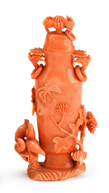 Lot 167 - Chinese carved coral covered vase