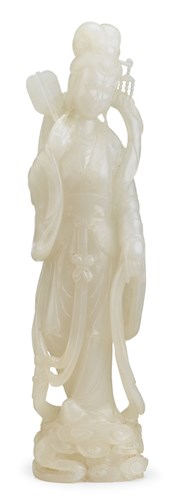 Lot 283 - Chinese white jade meiren figure