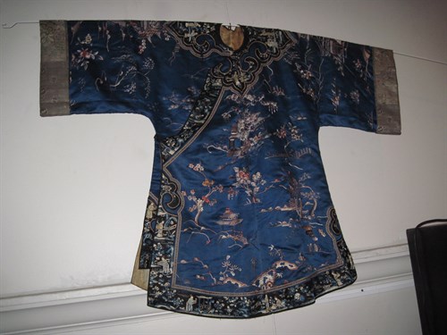 Lot 148 - Chinese blue ground ladies robe