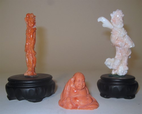 Lot 168A - Three small Chinese coral carvings