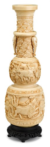 Lot 240 - Chinese elephant ivory gourd form vase
