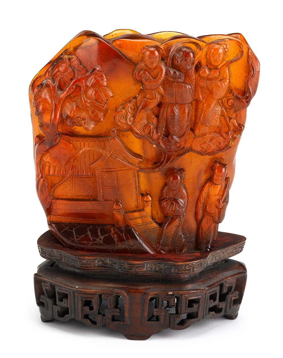 Lot 172 - Large Chinese carved amber grouping