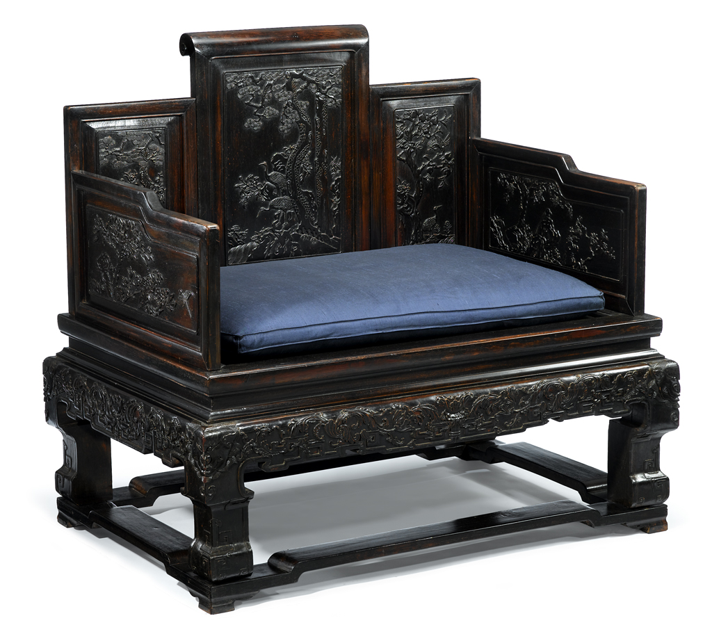 Lot 71 - Impressive Chinese carved hardwood throne chair
