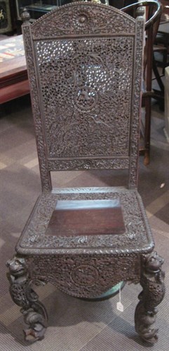 Lot 91A - Anglo-Chinese carved rosewood chair