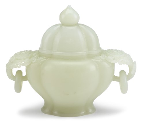 Lot 267 - Chinese Mughal-style white jade covered jar