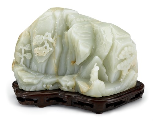 Lot 263 - Chinese celadon jade mountain carving