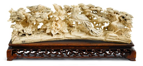 Lot 247 - Chinese carved elephant ivory grouping