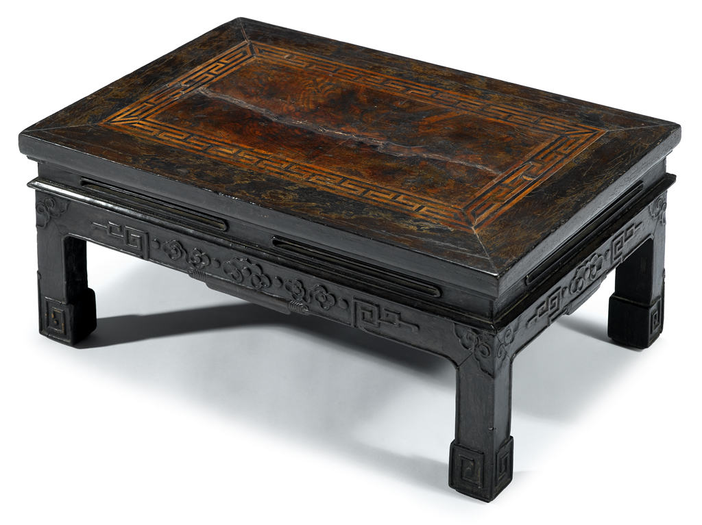 Lot 139 - Good Chinese teimu, burlwood and softwood inlaid kang table