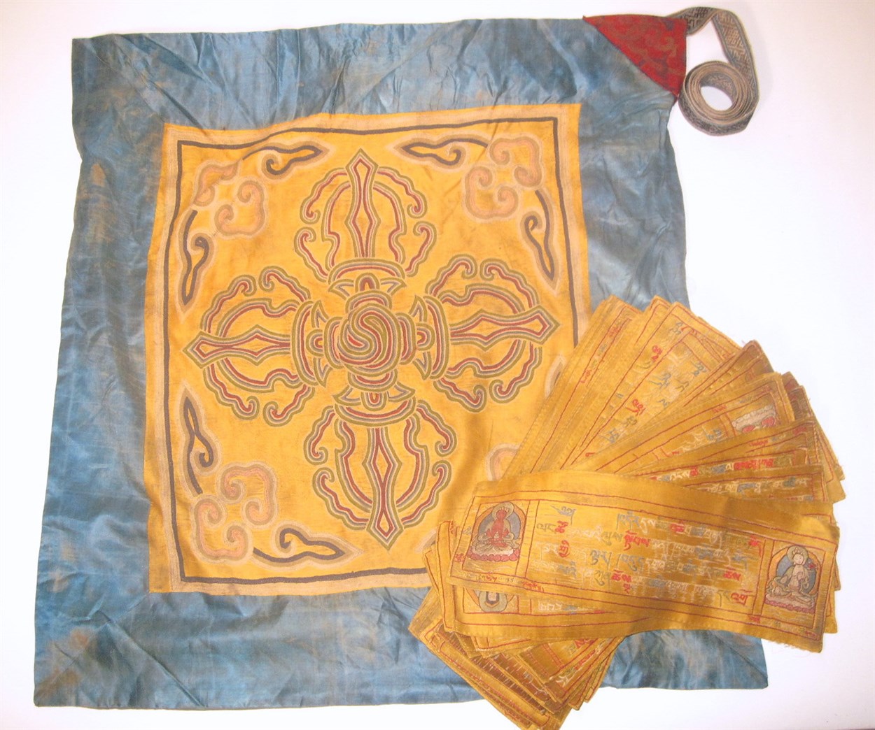 Lot 142 - Tibetan embroidered silk sutra