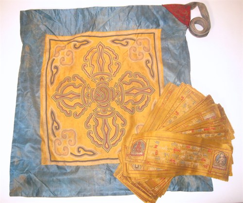 Lot 142 - Tibetan embroidered silk sutra