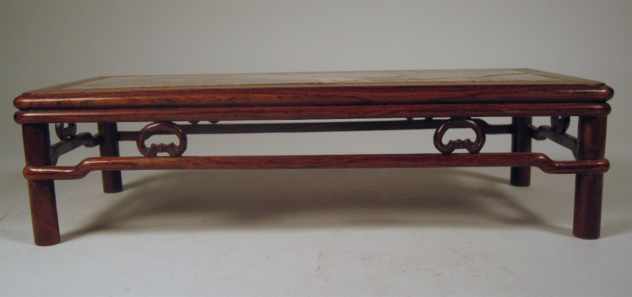 Lot 100 - Chinese hardwood and marble table stand