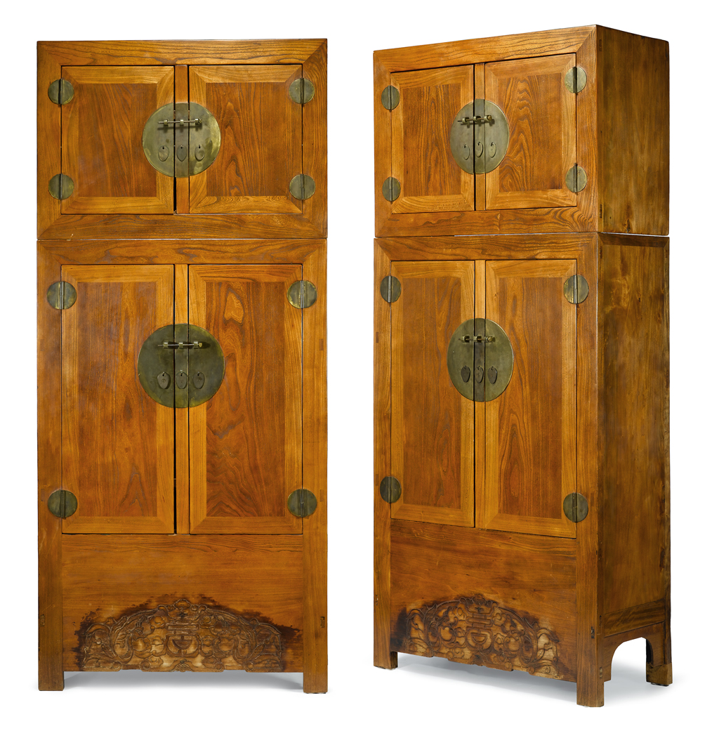 Lot 99 - Pair of Chinese softwood compound cabinets