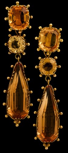 Lot 9 - Yellow gold and citrine ear pendants