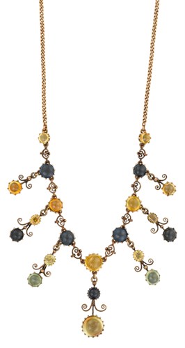 Lot 89 - Multi colored sapphire fringe necklace