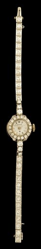 Lot 52 - Lady's 14 karat white gold and diamond dress watch, Hamilton
