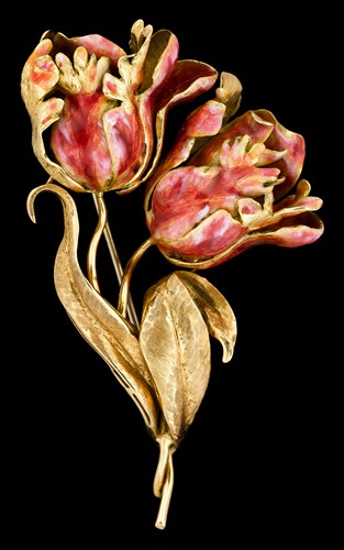 Lot 80 - 18 karat yellow gold 'tulip' brooch, Tiffany & Co.
