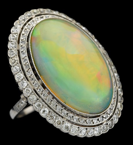 Lot 48 - Platinum, opal and diamond ring