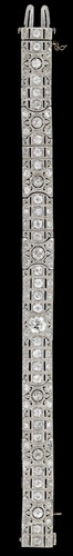 Lot 53 - Platinum and diamond strap bracelet