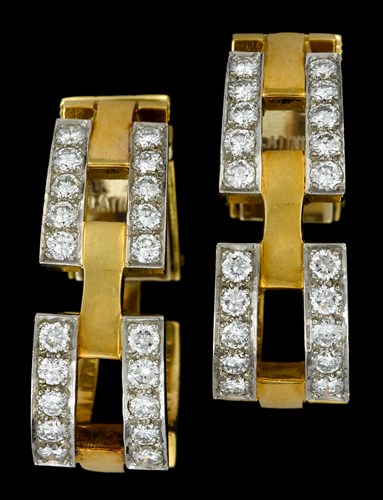 Lot 45 - 18 karat yellow gold and diamond hoop earrings
