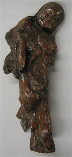 Lot 14 - Chinese carved hardwood Daotist figure