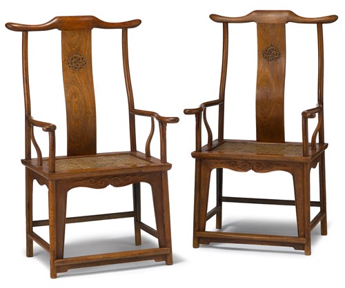 Lot 30 - Pair of Chinese huanghuali northern official's hat armchairs