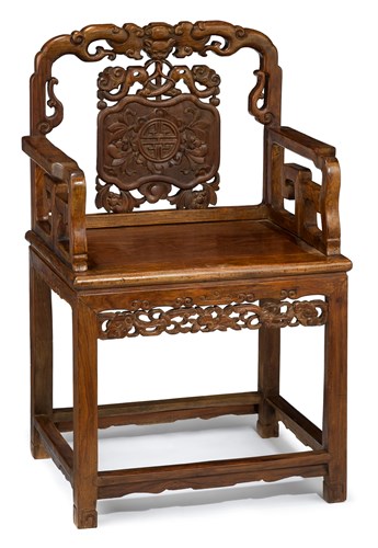 Lot 46 - Chinese hardwood armchair