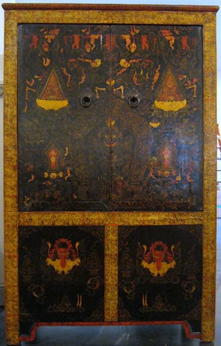 Lot 39 - Large Tibetan corner cabinet