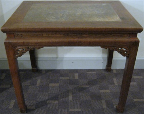 Lot 41 - Chinese puddingstone inset softwood table