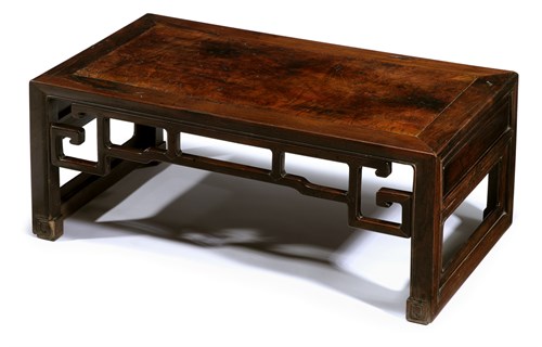Lot 28 - Chinese huanghuali and burl wood kang table