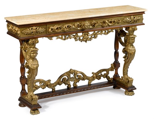 Lot 65 - Renaissance revival parcel gilt marble top console table