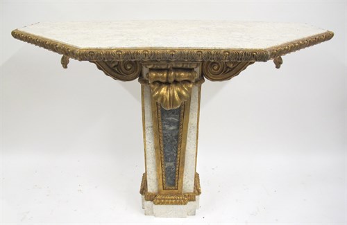 Lot 52 - White and green marble and giltwood console