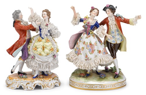 Lot 79 - Two Continental porcelain figural groups
