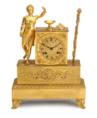 Lot 14 - French Empire gilt bronze mantel clock