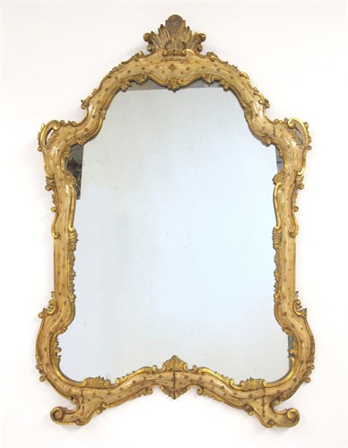 Lot 62 - Pair of Louis XV style cream and gilt painted mirrors
