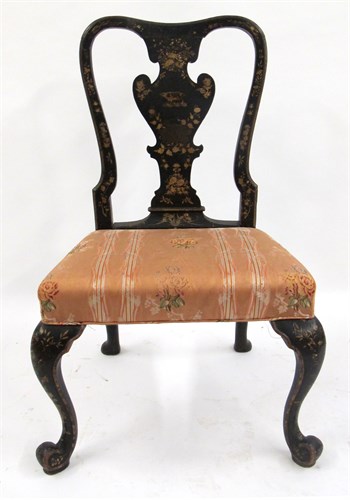 Lot 176 - George II black japanned side chair