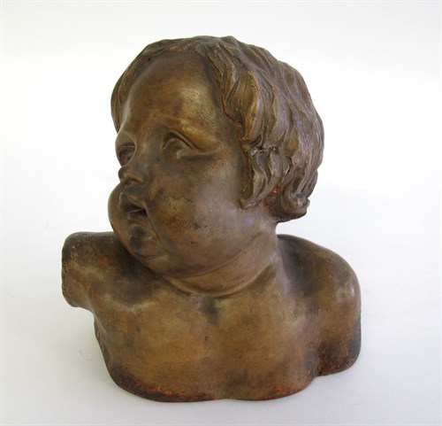 Lot 14 - French terracotta bust of a putti