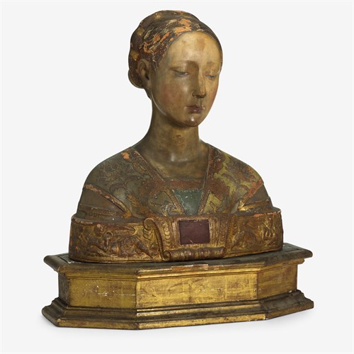Lot 5 - Italian polychrome terracotta bust of a lady