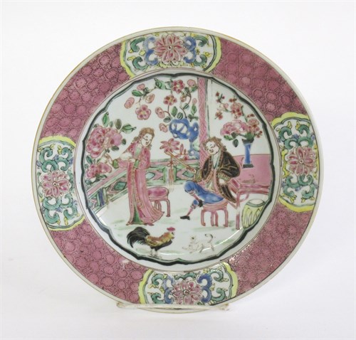 Lot 36 - Chinese export porcelain "Governor Duff" style famille rose plate