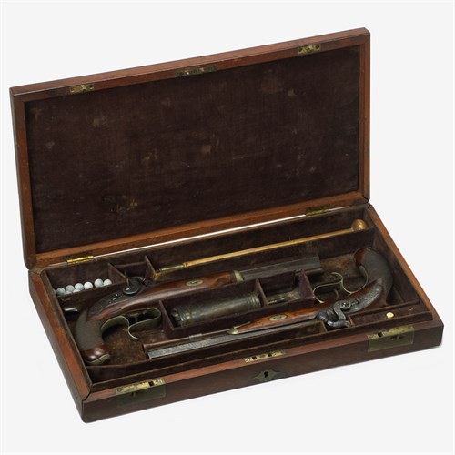 Lot 18 - Cased pair of English dueling pistols