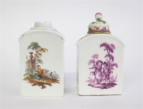 Lot 20 - Two German porcelain tea canisters